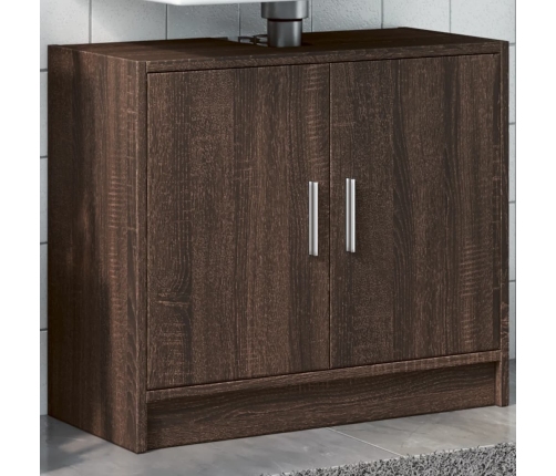 Armario de lavabo madera ingeniería marrón roble 63x29x55 cm