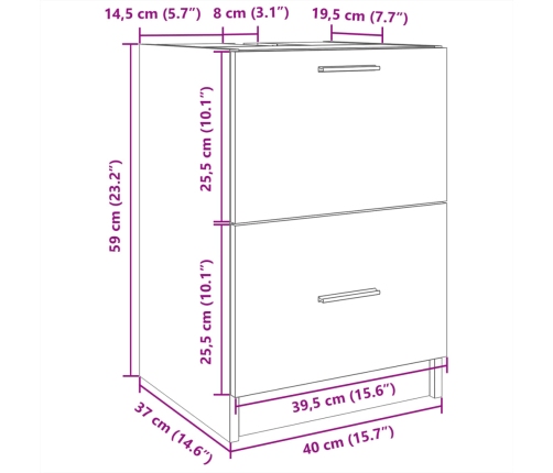 Armario de lavabo madera de ingeniería blanco 40x37x59 cm