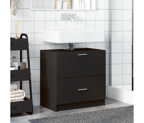 Armario de lavabo madera de ingeniería negro 59x37x59 cm