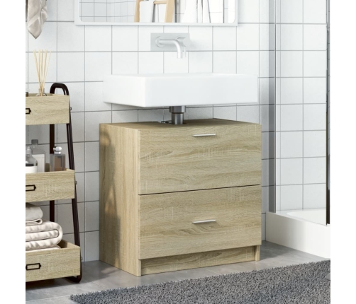 Armario de lavabo madera de ingeniería roble Sonoma 59x37x59 cm