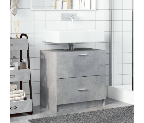 Armario de lavabo madera ingeniería gris hormigón 59x37x59 cm