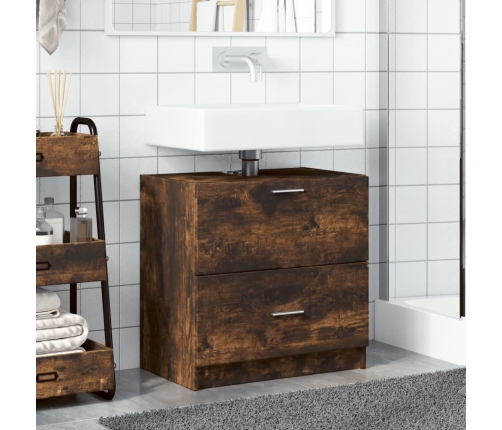 Armario de lavabo madera ingeniería roble ahumado 59x37x59 cm