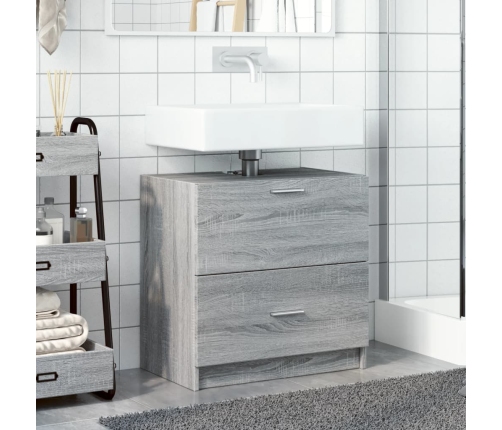 Armario de lavabo madera de ingeniería gris Sonoma 59x37x59 cm