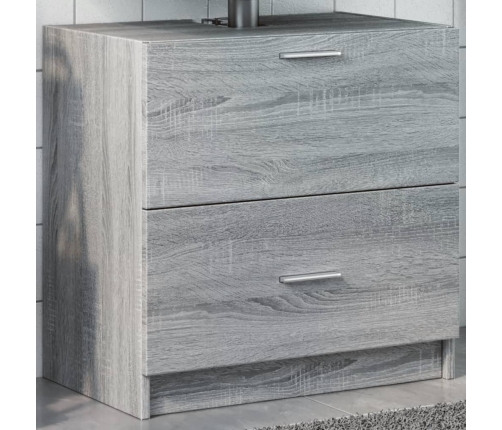 Armario de lavabo madera de ingeniería gris Sonoma 59x37x59 cm