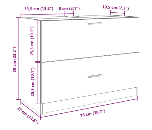 Armario de lavabo madera de ingeniería blanco 78x37x59 cm