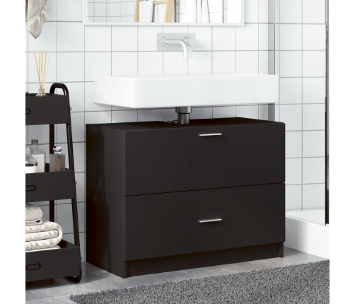 Armario de lavabo madera de ingeniería negro 78x37x59 cm