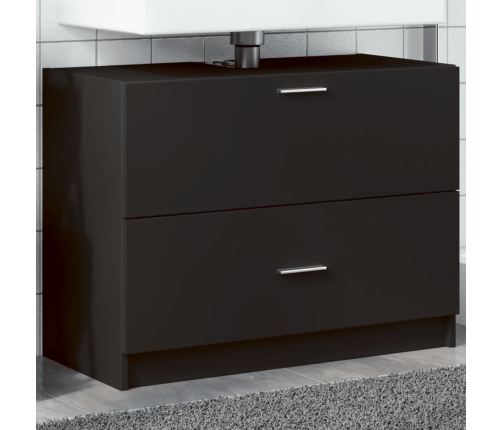 Armario de lavabo madera de ingeniería negro 78x37x59 cm