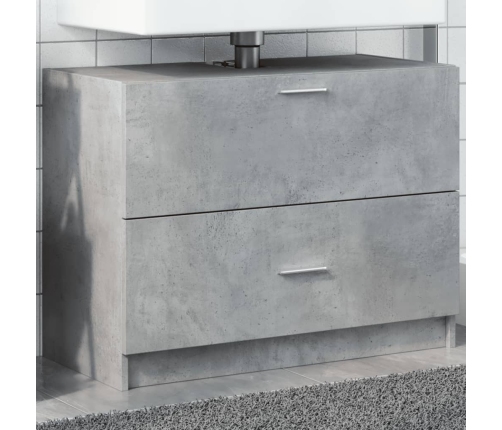 Armario de lavabo madera ingeniería gris hormigón 78x37x59 cm