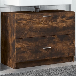 Armario de lavabo madera ingeniería roble ahumado 78x37x59 cm