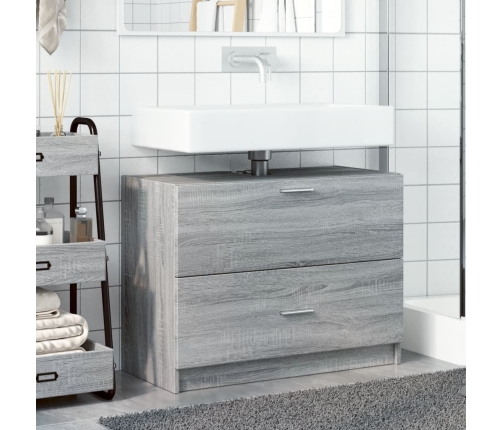 Armario de lavabo madera de ingeniería gris Sonoma 78x37x59 cm