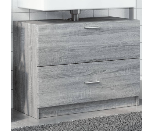 Armario de lavabo madera de ingeniería gris Sonoma 78x37x59 cm