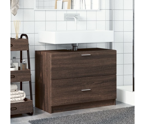 Armario de lavabo madera de ingeniería marrón roble 78x37x59 cm