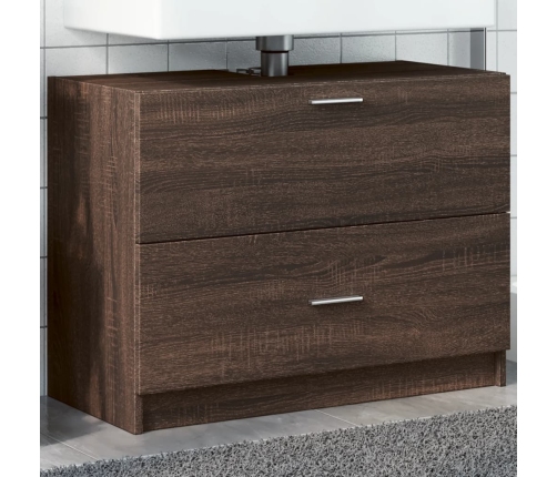 Armario de lavabo madera de ingeniería marrón roble 78x37x59 cm