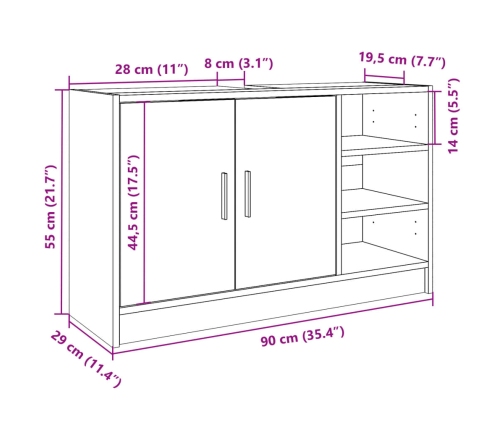 Armario de lavabo madera de ingeniería blanco 90x29x55 cm