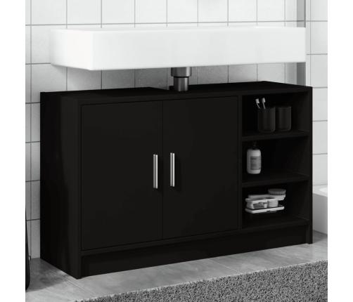 Armario de lavabo madera de ingeniería negro 90x29x55 cm