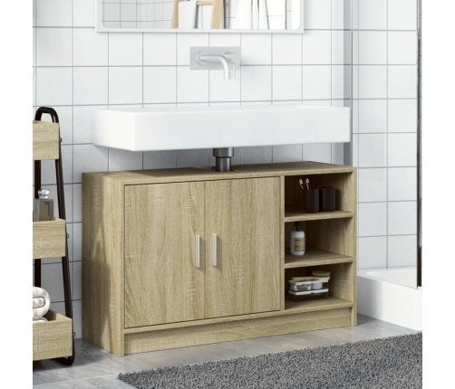 Armario de lavabo madera de ingeniería roble Sonoma 90x29x55 cm