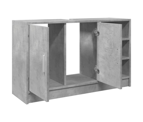 Armario de lavabo madera ingeniería gris hormigón 90x29x55 cm