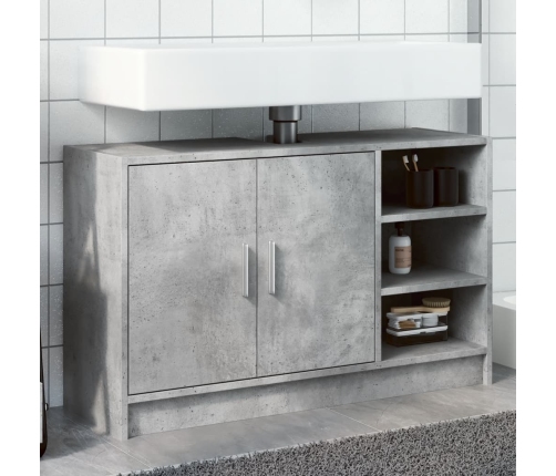 Armario de lavabo madera ingeniería gris hormigón 90x29x55 cm