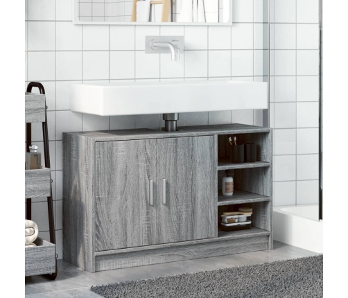 Armario de lavabo madera de ingeniería gris Sonoma 90x29x55 cm