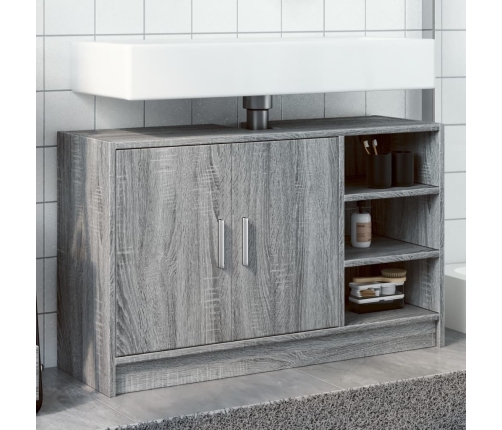 Armario de lavabo madera de ingeniería gris Sonoma 90x29x55 cm