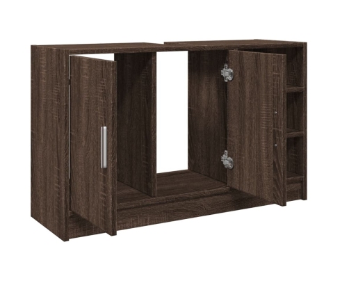 Mueble de lavabo madera de ingeniería roble marrón 90x29x55 cm