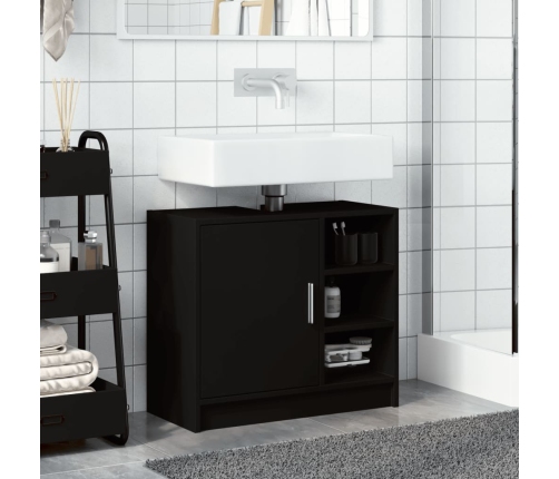 Armario para lavabo madera de ingeniería negro 63x29x55 cm