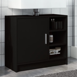 Armario para lavabo madera de ingeniería negro 63x29x55 cm