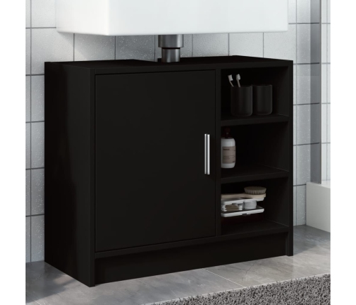 Armario para lavabo madera de ingeniería negro 63x29x55 cm