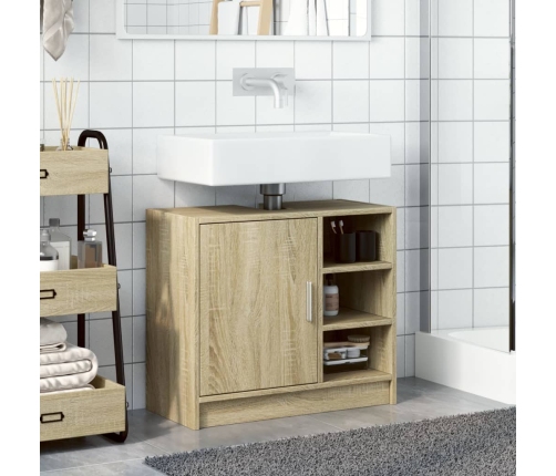 Armario de lavabo madera de ingeniería roble Sonoma 63x29x55 cm