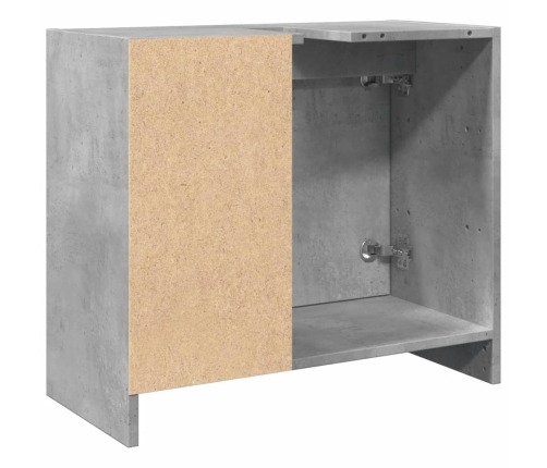 Armario de lavabo madera ingeniería gris hormigón 63x29x55 cm