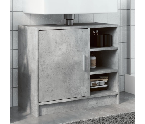 Armario de lavabo madera ingeniería gris hormigón 63x29x55 cm