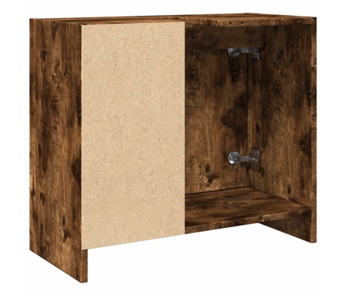 Armario de lavabo madera ingeniería roble ahumado 63x29x55 cm