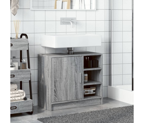 Armario de lavabo madera de ingeniería gris Sonoma 63x29x55 cm