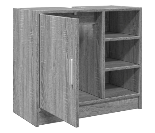 Armario de lavabo madera de ingeniería gris Sonoma 63x29x55 cm