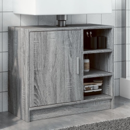 Armario de lavabo madera de ingeniería gris Sonoma 63x29x55 cm