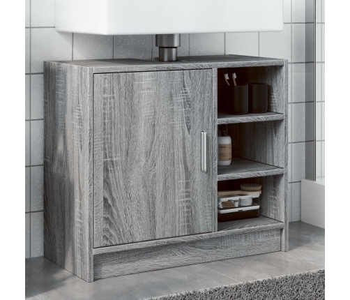 Armario de lavabo madera de ingeniería gris Sonoma 63x29x55 cm