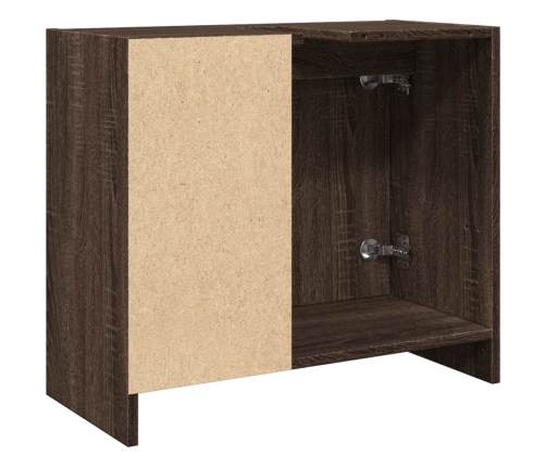 Armario de lavabo madera ingeniería marrón roble 63x29x55 cm