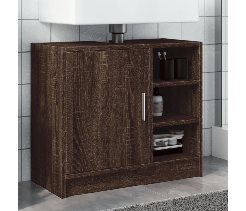 Armario de lavabo madera ingeniería marrón roble 63x29x55 cm