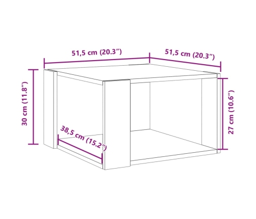 Mesa de centro madera de ingeniería blanca 51,5x51,5x30 cm