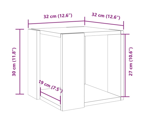 Mesa de centro madera de ingeniería roble ahumado 32x32x30 cm