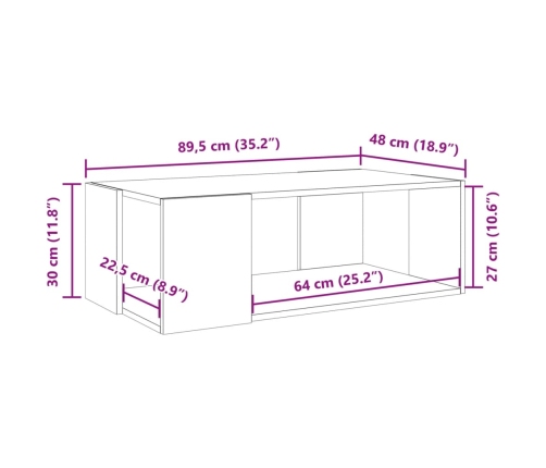 Mesa de centro madera de ingeniería blanca 89,5x48x30 cm