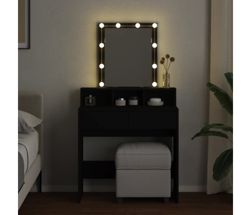 Tocador con luces LED negro 80x41x144,5 cm