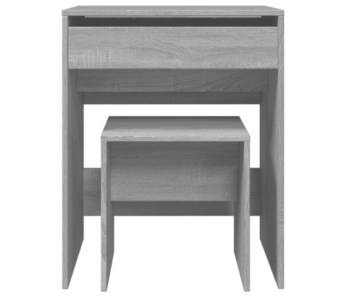 Tocador con taburete gris Sonoma 60x40x113,5 cm