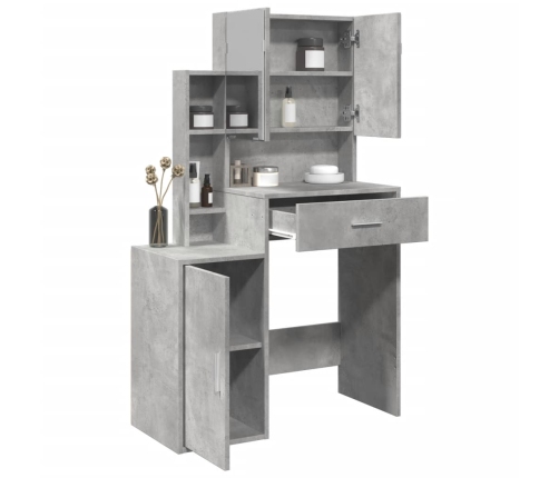 Tocador con mueble gris hormigón 80x35x132 cm