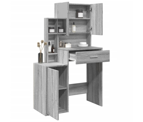 Tocador con mueble gris Sonoma 80x35x132 cm