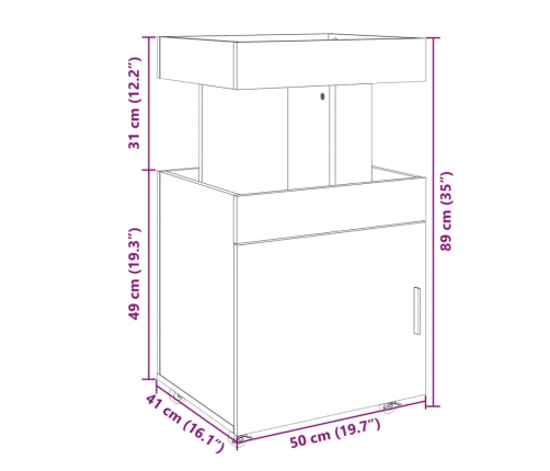 Carrito de bar madera de ingeniería roble Sonoma 50x41x89 cm