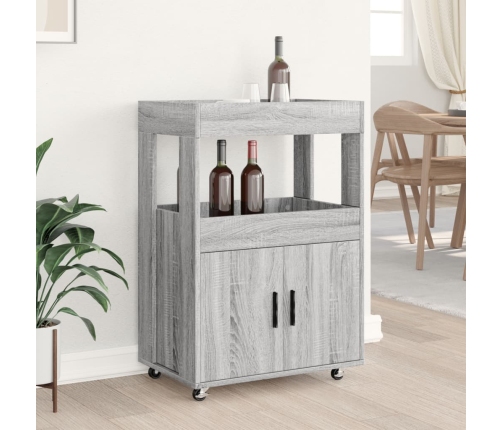 Carrito de bar madera de ingeniería gris Sonoma 60x39,5x89 cm