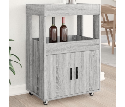 Carrito de bar madera de ingeniería gris Sonoma 60x39,5x89 cm