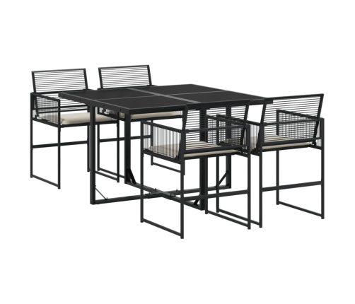 Set de muebles jardín 5 pzas con cojines ratán sintético negro