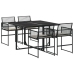 Set de muebles jardín 5 pzas con cojines ratán sintético negro
